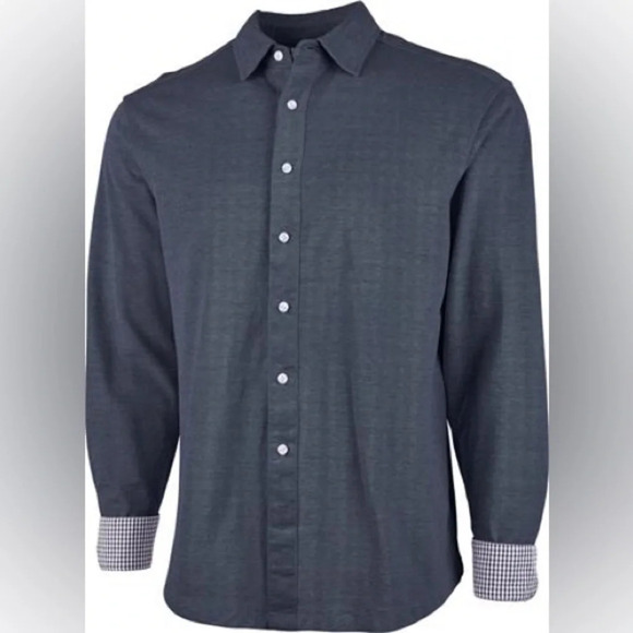 NWT Charles River Apparel Mens XL Naugatuck stretch knit button up shirt Blue - Picture 2 of 7